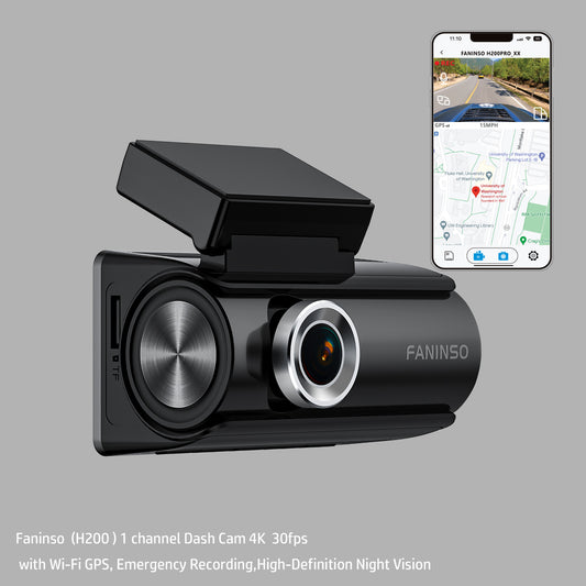 Faninso  H200  Dash Cam 4K  30fps  with Wi-Fi GPS, Emergency Recording,High-Definition Night Vision